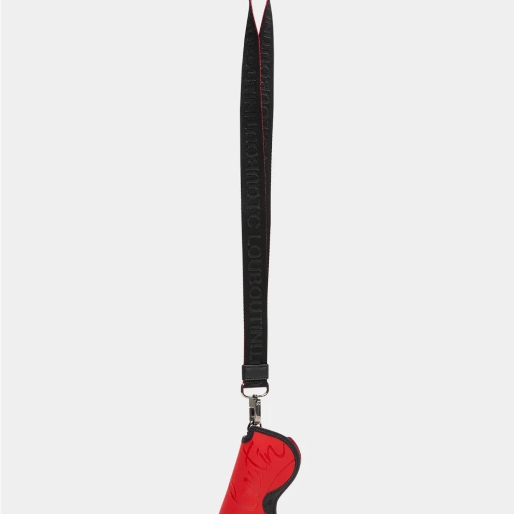 Christian Louboutin Leather Glasses Case Red Black With Travel Lanyard Strap